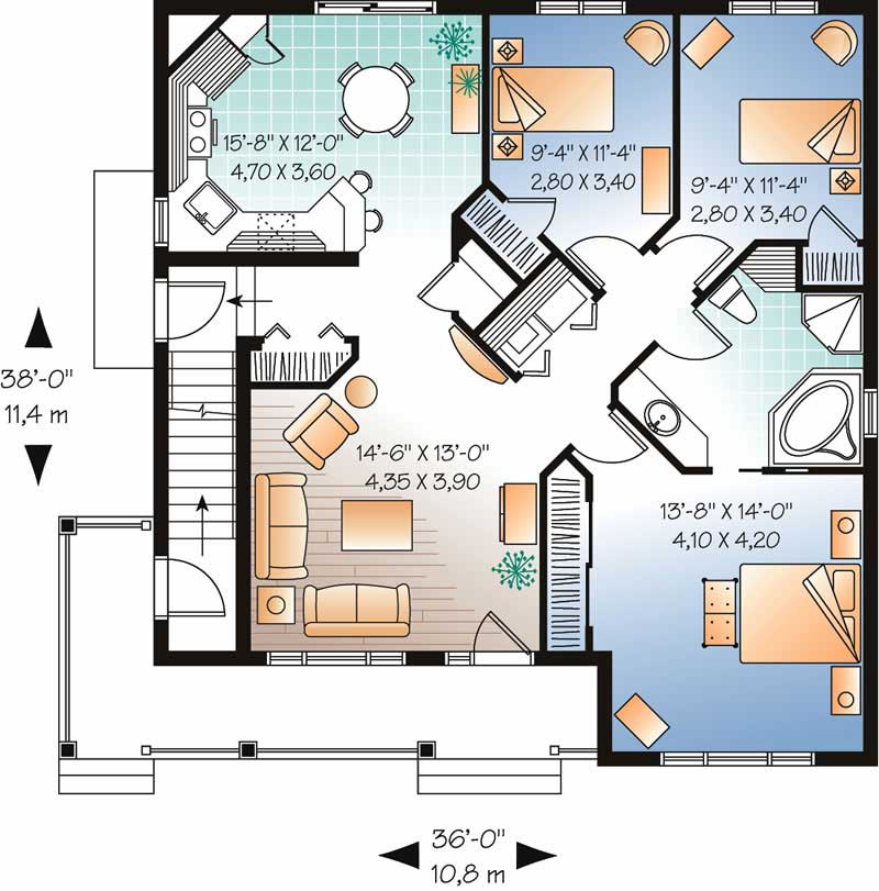 Floor Plan First Story of Country Plan #126-1639