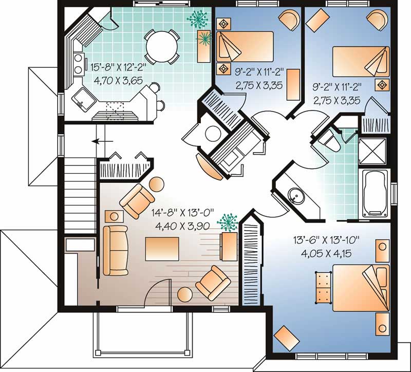 Floor Plan Second Story of Country Plan #126-1639