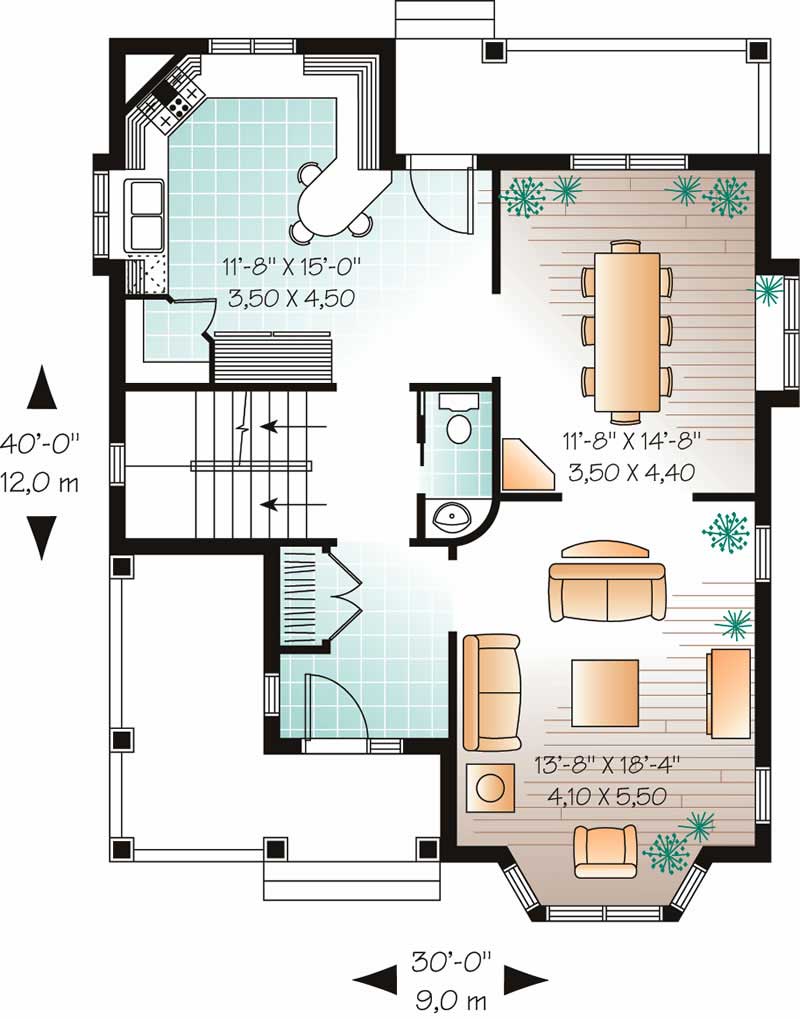 Floor Plan First Story of Country Plan #126-1640