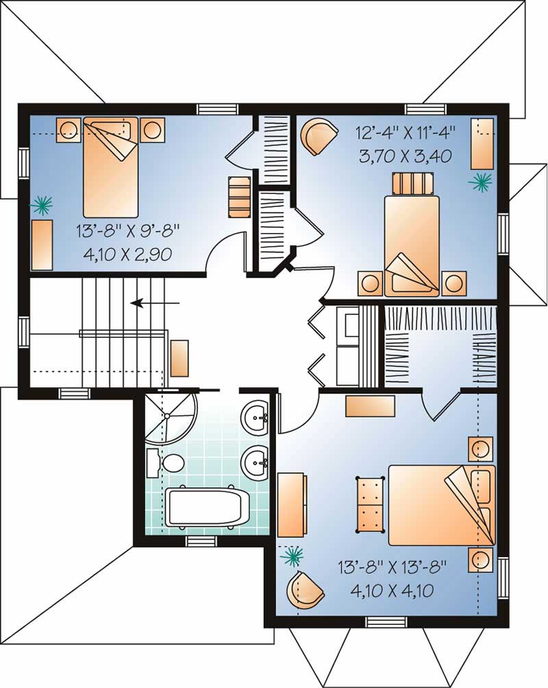 Floor Plan Second Story of Country Plan #126-1640