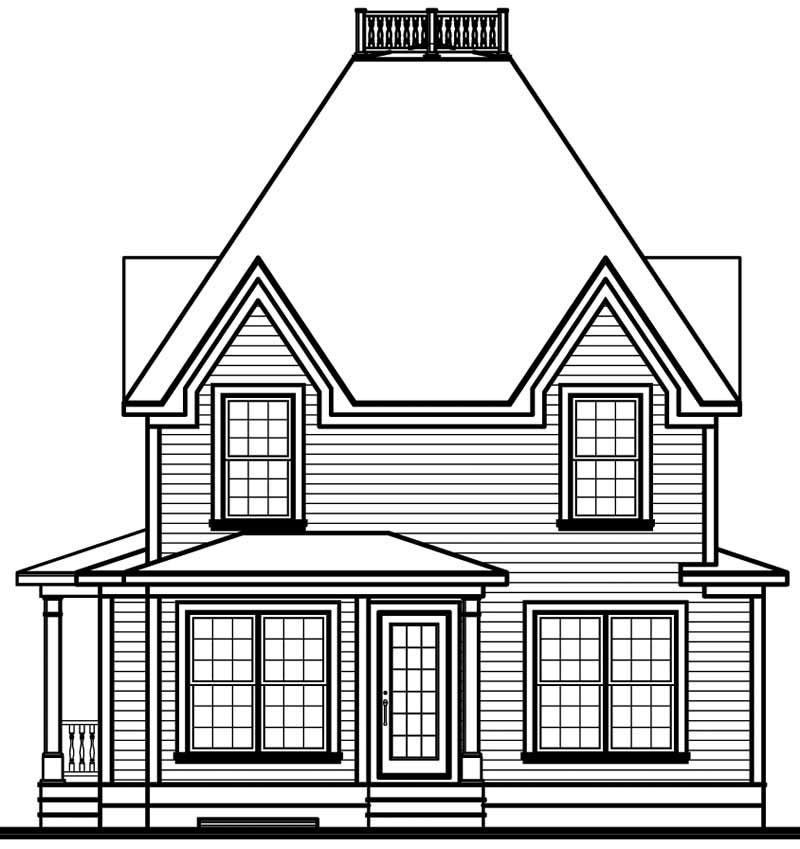 Home Plan Rear Elevation of this 3-Bedroom,1603 Sq Ft Plan -126-1641