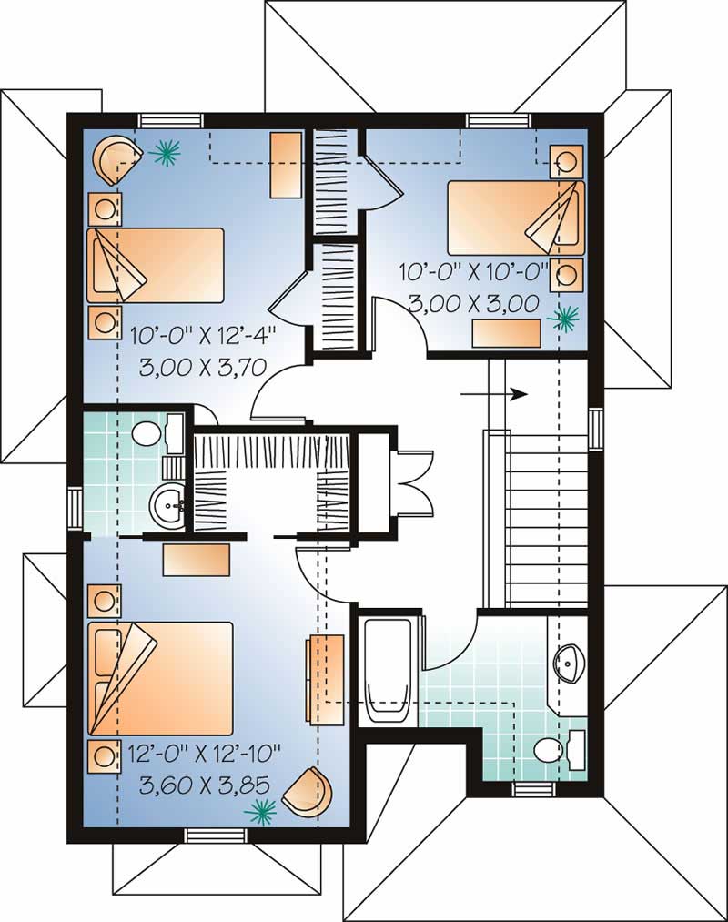 Floor Plan Second Story of Country Plan #126-1641