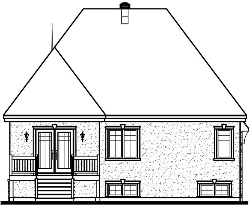 Home Plan Rear Elevation of this 2-Bedroom,1246 Sq Ft Plan -126-1642