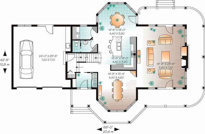 Floor Plan First Story of Coastal Plan #126-1644