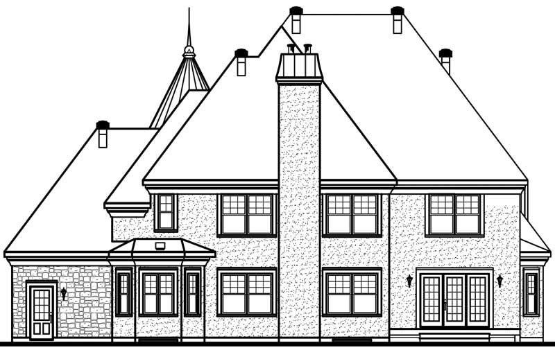 Home Plan Rear Elevation of this 3-Bedroom,3899 Sq Ft Plan -126-1661