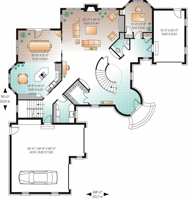 Floor Plan First Story of European Plan #126-1661