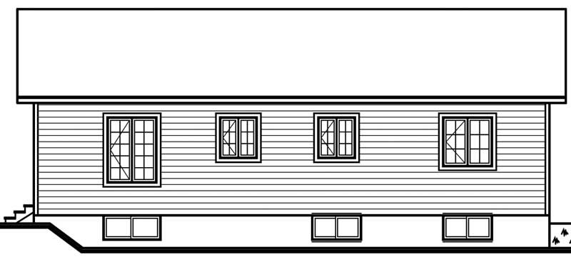 Home Plan Rear Elevation of this 1-Bedroom,1092 Sq Ft Plan -126-1667