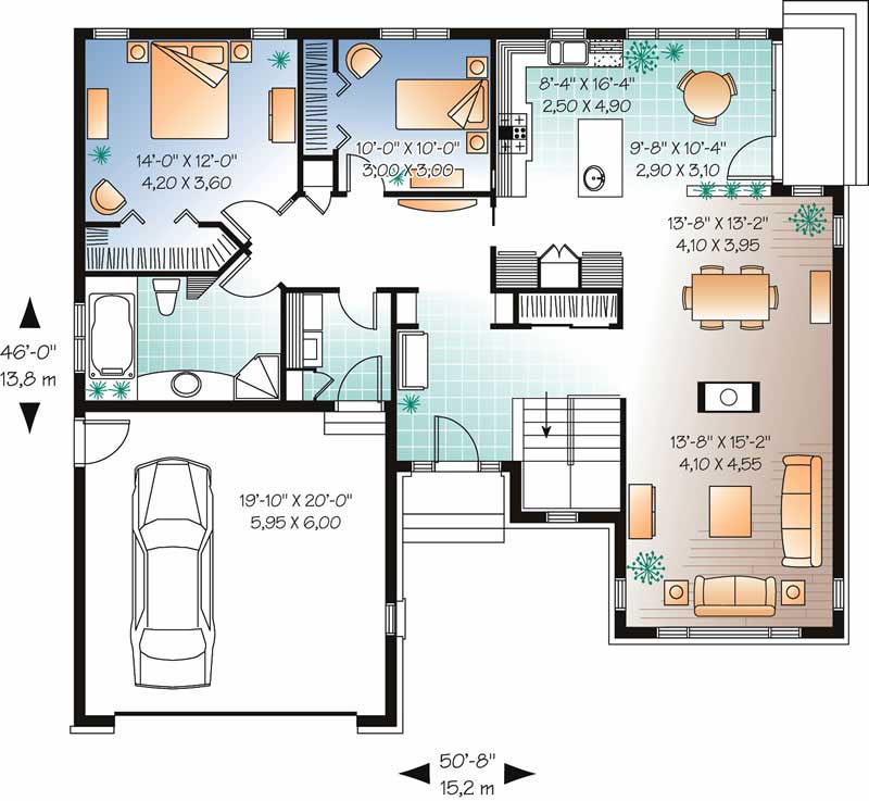 Floor Plan First Story of Ranch Plan #126-1684