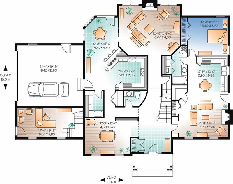 Floor Plan First Story of Luxury Plan #126-1685