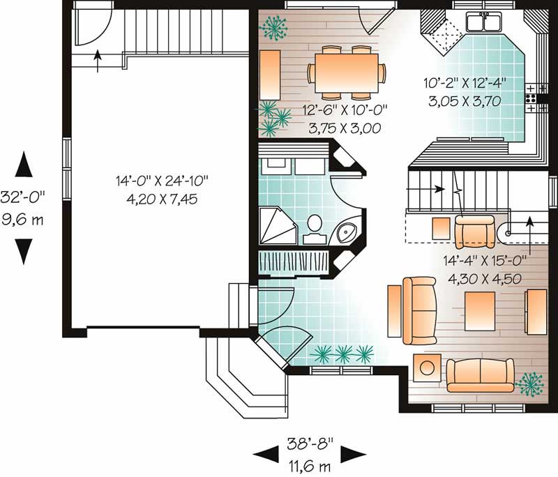 Floor Plan First Story of Country Plan #126-1687