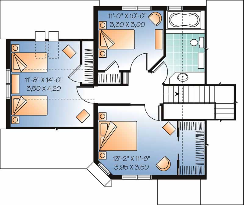 Floor Plan Second Story of Country Plan #126-1687