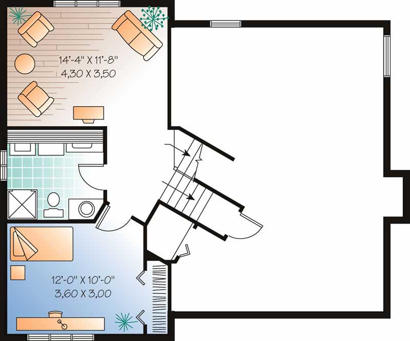 Floor Plan Basement of Ranch Plan #126-1691