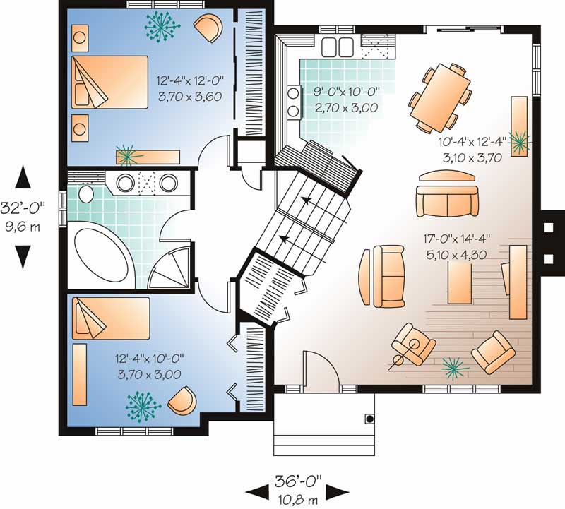 Floor Plan First Story of Ranch Plan #126-1691