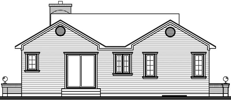 Home Plan Rear Elevation of this 2-Bedroom,1080 Sq Ft Plan -126-1695