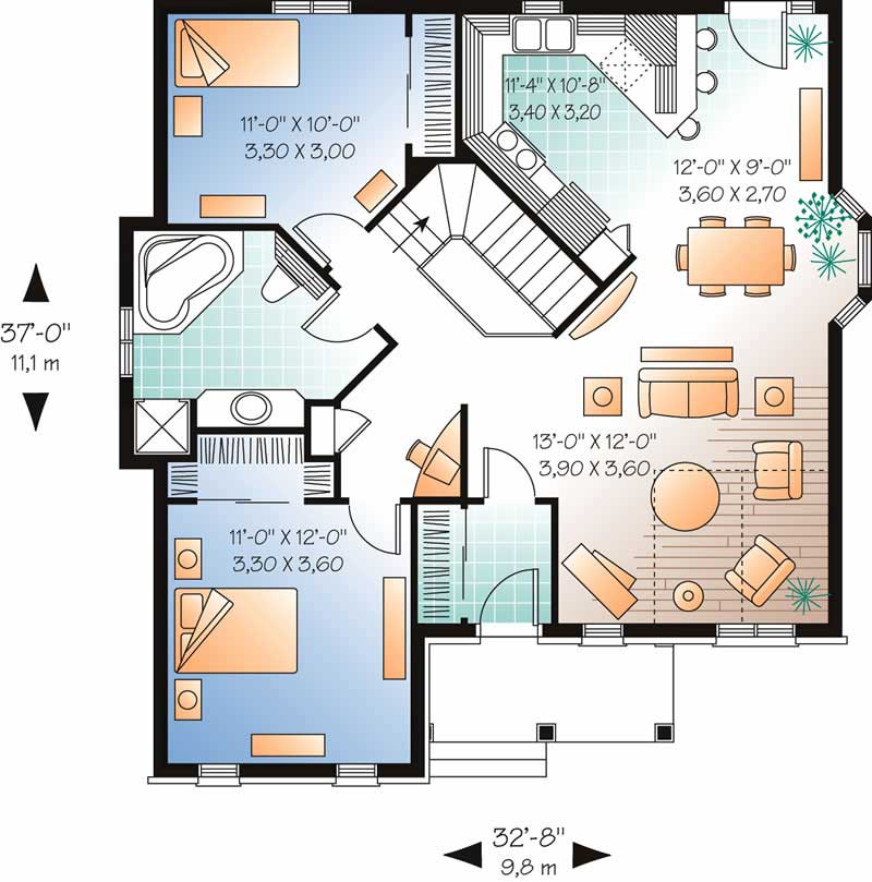 Floor Plan First Story of Ranch Plan #126-1699