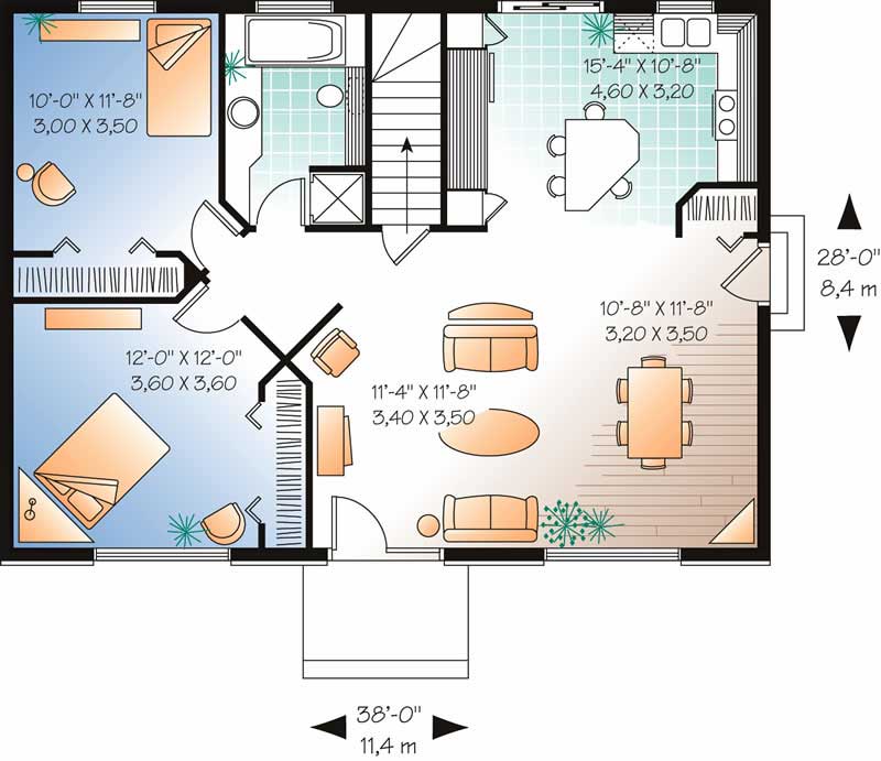 Floor Plan First Story of Ranch Plan #126-1706