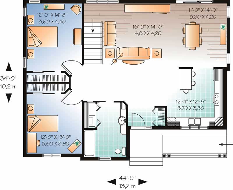 Floor Plan First Story of Ranch Plan #126-1710