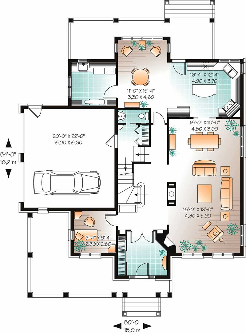 Floor Plan First Story of Country Plan #126-1718