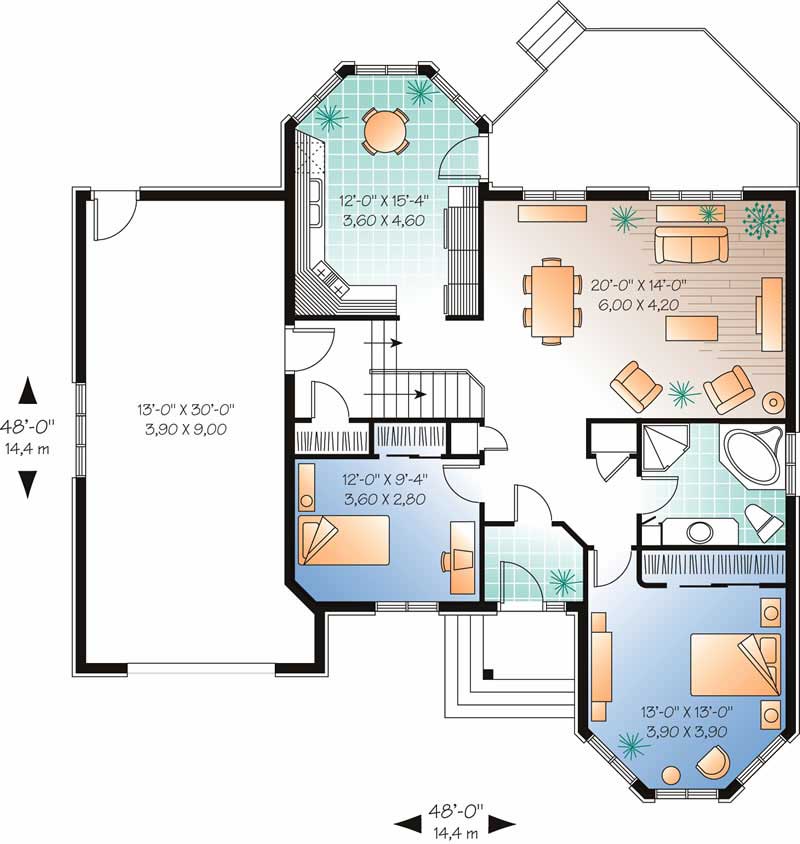 Floor Plan First Story of Ranch Plan #126-1751