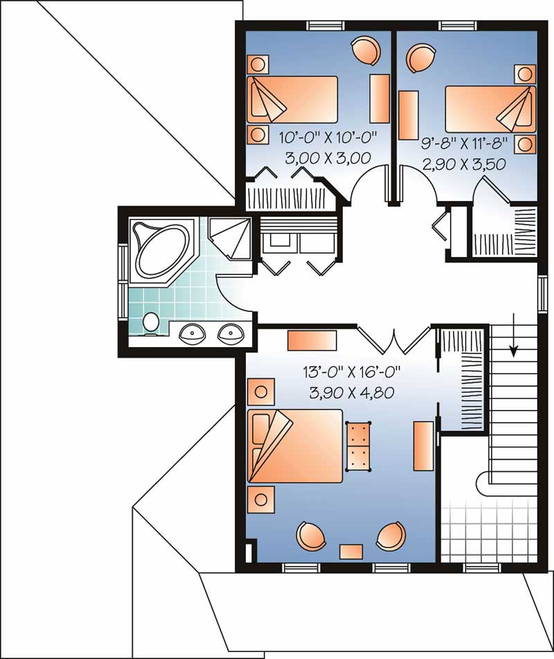 Floor Plan Second Story of Country Plan #126-1753