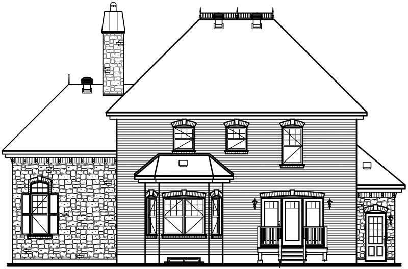 Home Plan Rear Elevation of this 3-Bedroom,2310 Sq Ft Plan -126-1755
