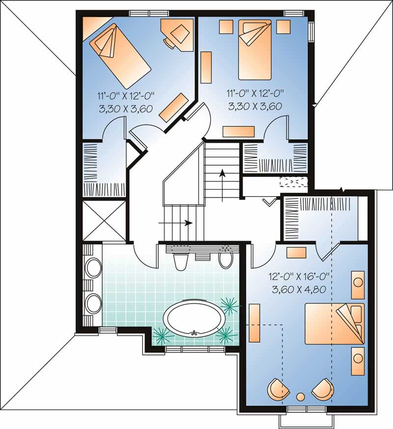 Floor Plan Second Story of Contemporary Plan #126-1766