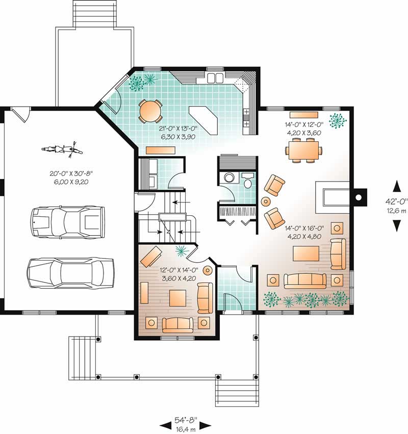 Floor Plan First Story of Country Plan #126-1769