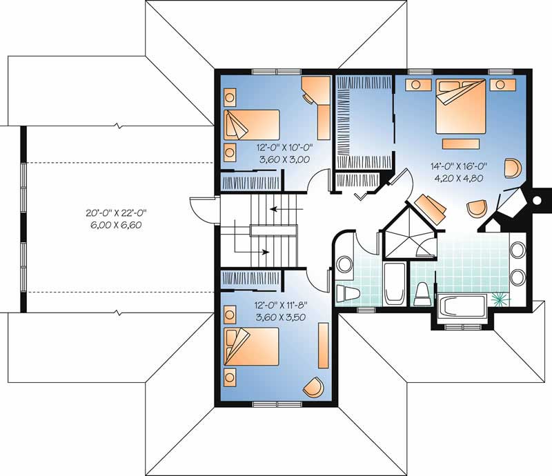 Floor Plan Second Story of Country Plan #126-1769