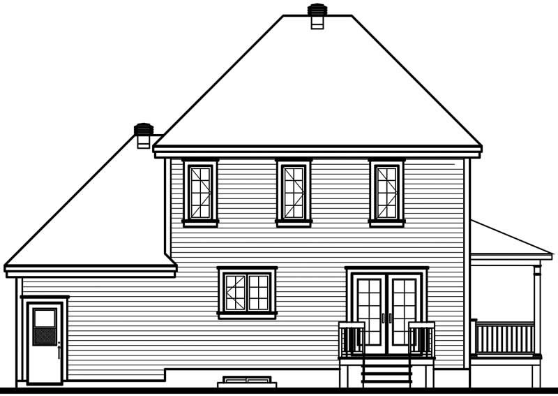 Home Plan Rear Elevation of this 3-Bedroom,1432 Sq Ft Plan -126-1771