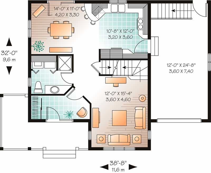 Floor Plan First Story of Country Plan #126-1771