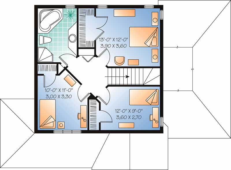 Floor Plan Second Story of Country Plan #126-1771