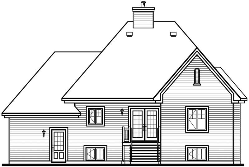 Home Plan Rear Elevation of this 2-Bedroom,1129 Sq Ft Plan -126-1777