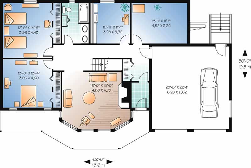 Floor Plan First Story of Contemporary Plan #126-1784