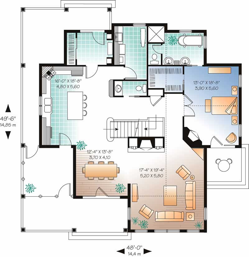 Floor Plan First Story of Contemporary Plan #126-1785