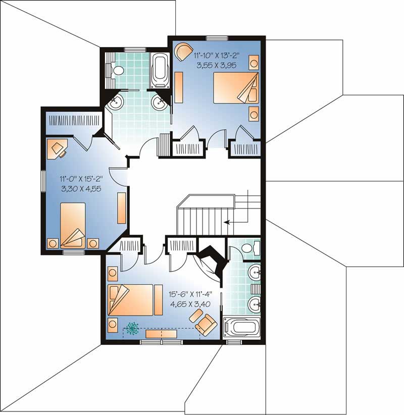 Floor Plan Second Story of Contemporary Plan #126-1785