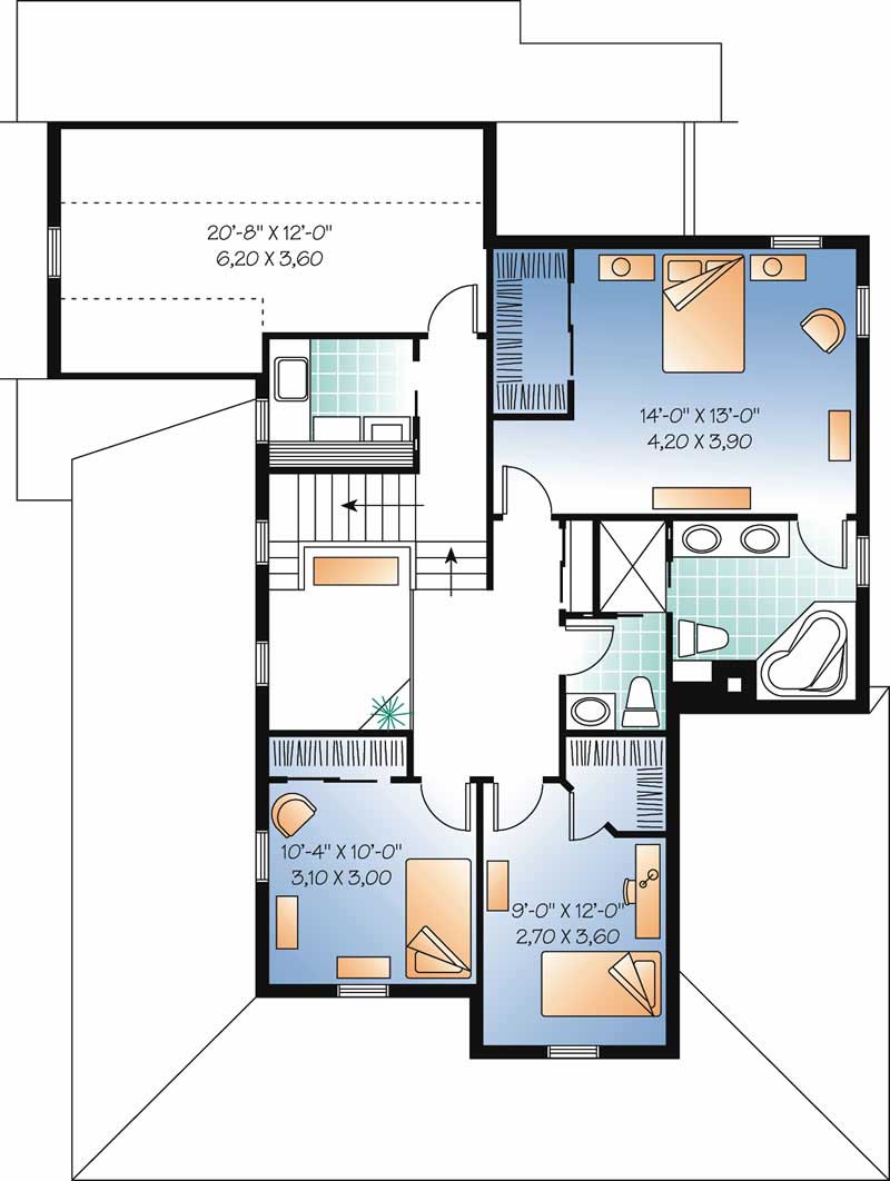 Floor Plan Second Story of Country Plan #126-1789