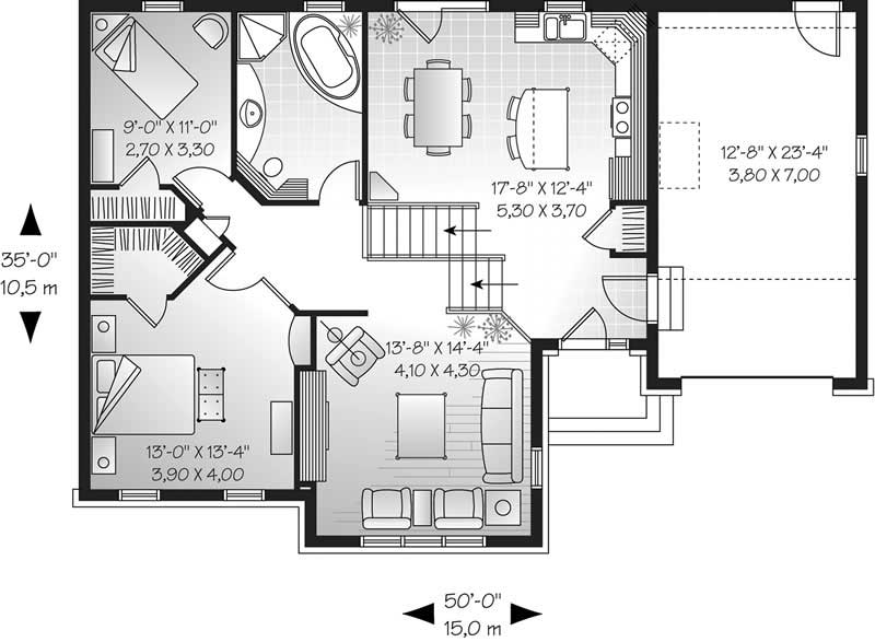 Floor Plan First Story of Ranch Plan #126-1792