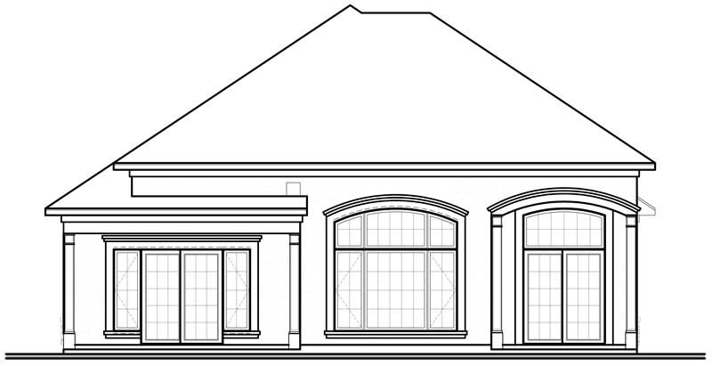 Home Plan Rear Elevation of this 1-Bedroom,2052 Sq Ft Plan -126-1793