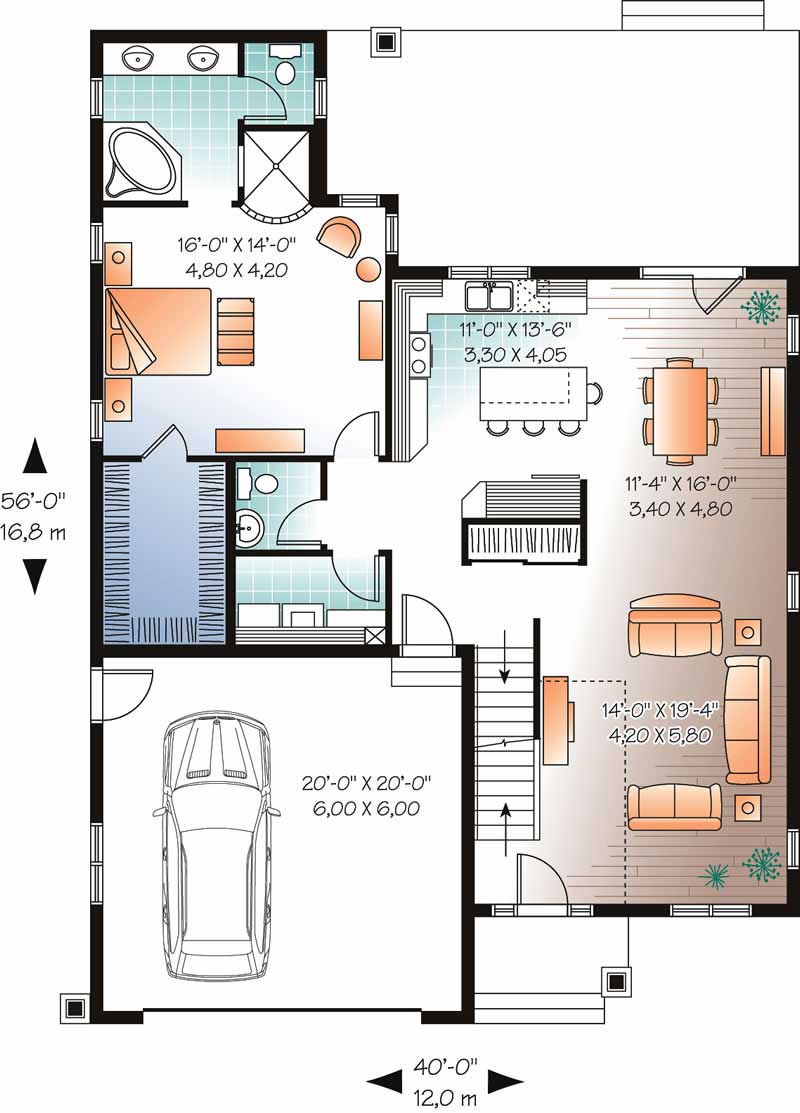 Floor Plan First Story of Craftsman Plan #126-1803