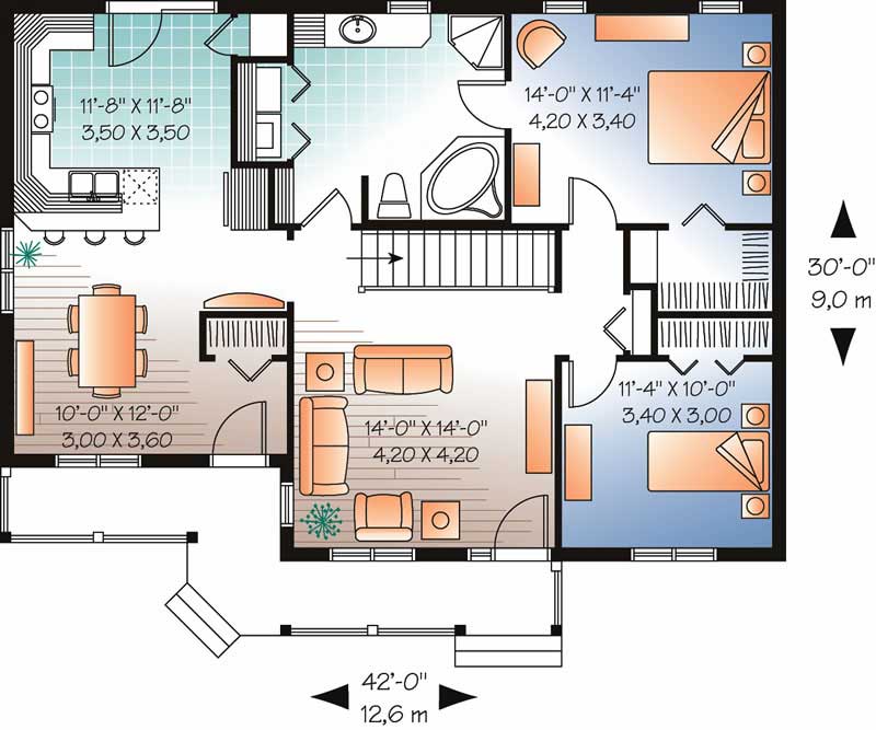 Floor Plan First Story of Ranch Plan #126-1804