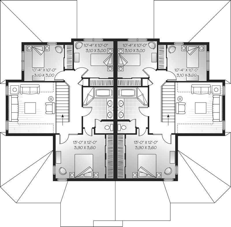 Floor Plan Second Story of Craftsman Plan #126-1809