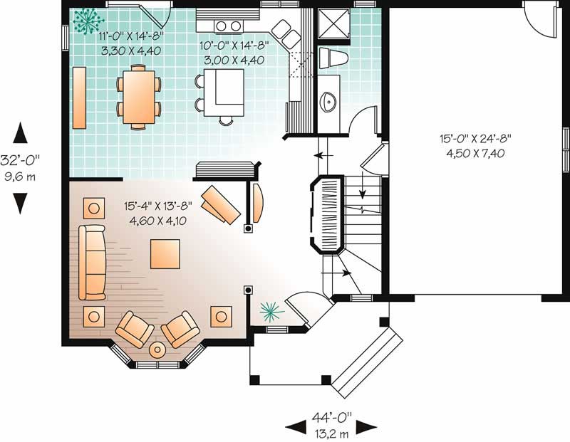 Floor Plan First Story of Farmhouse Plan #126-1810