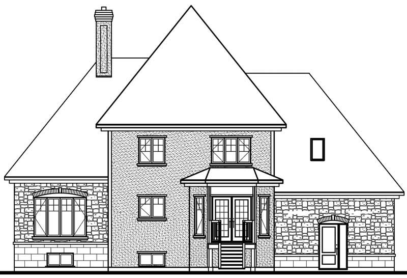 Home Plan Rear Elevation of this 3-Bedroom,2281 Sq Ft Plan -126-1814