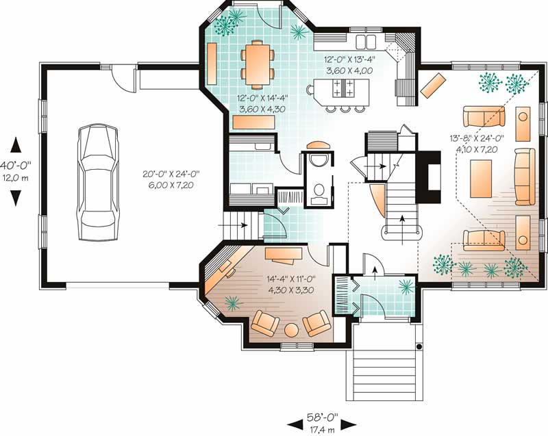 Floor Plan First Story of Contemporary Plan #126-1814