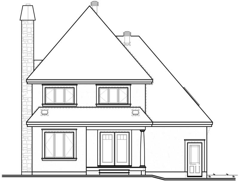 Home Plan Rear Elevation of this 3-Bedroom,1613 Sq Ft Plan -126-1817