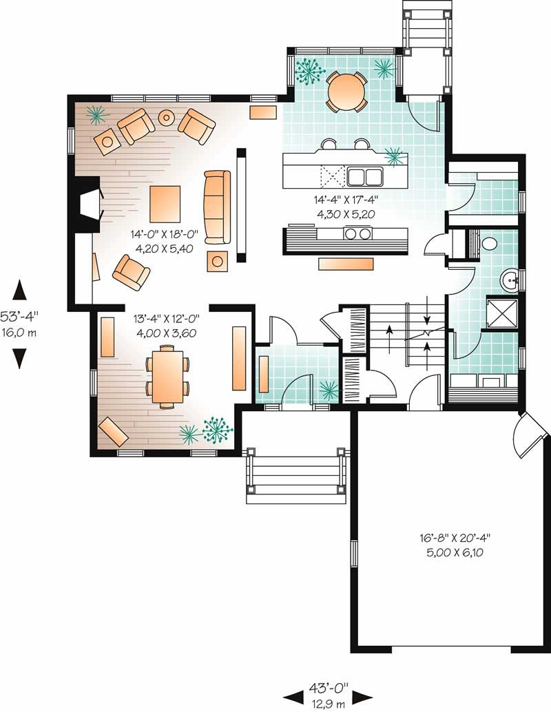 Floor Plan First Story of Country Plan #126-1826