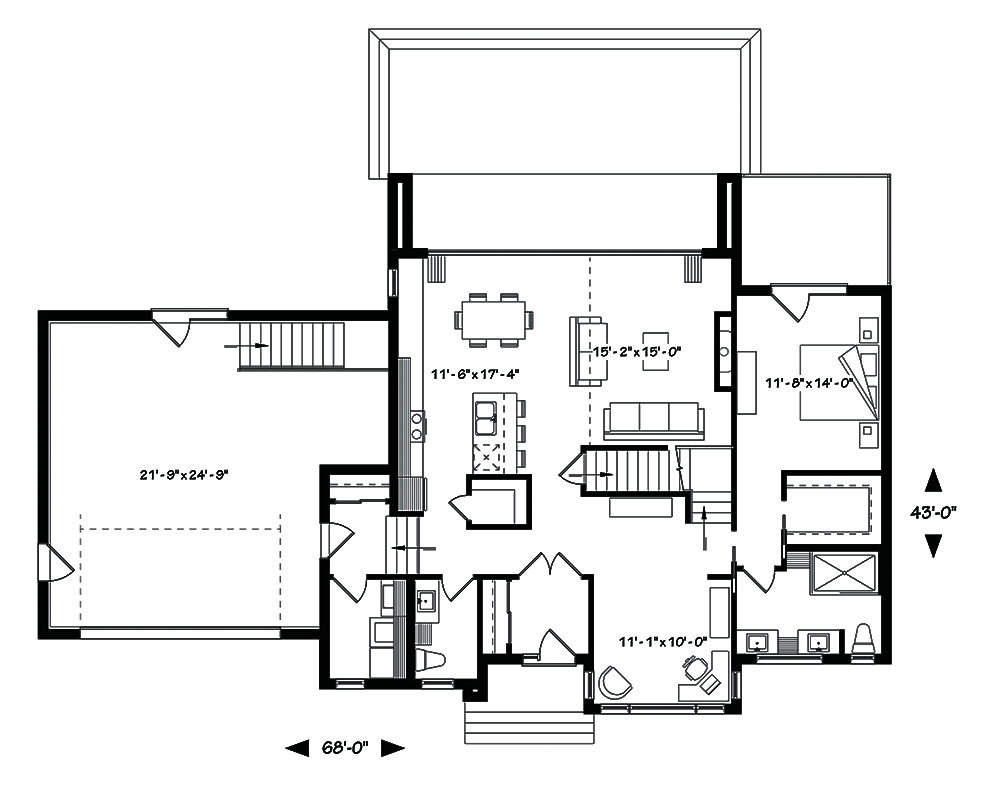 Floor Plan First Story of Contemporary Plan #126-1830