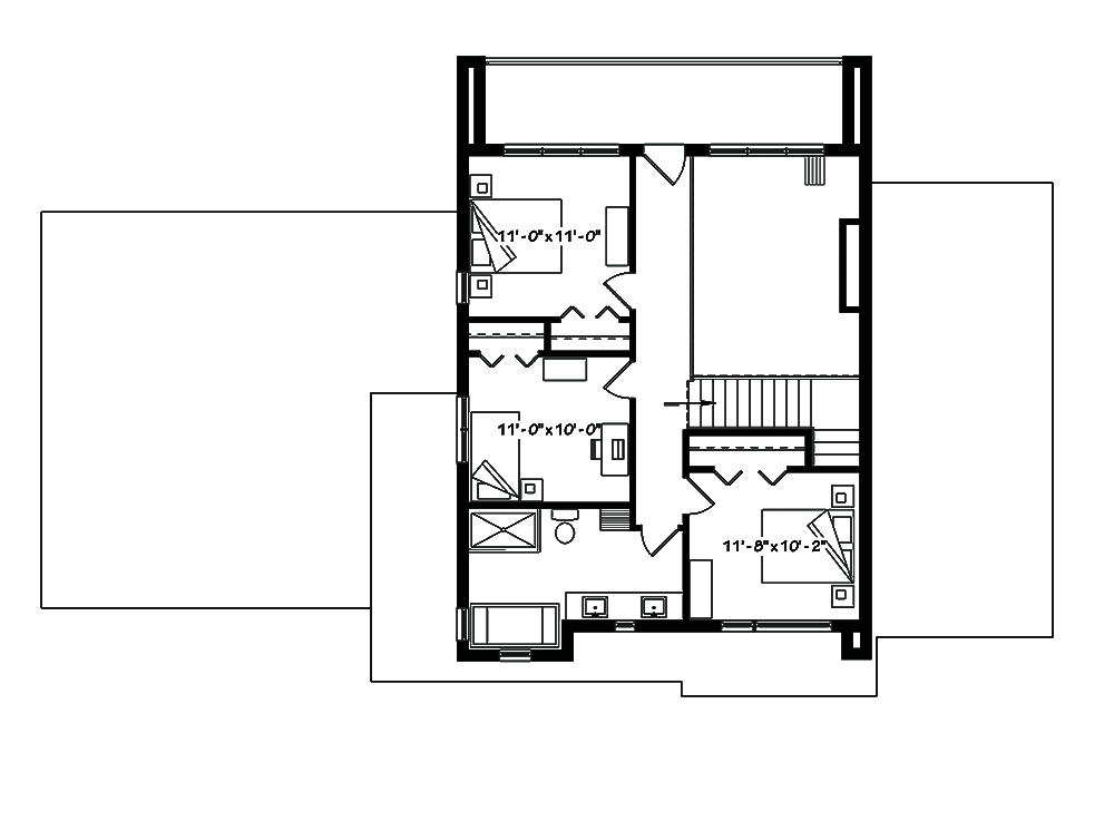 Floor Plan Second Story of Contemporary Plan #126-1830