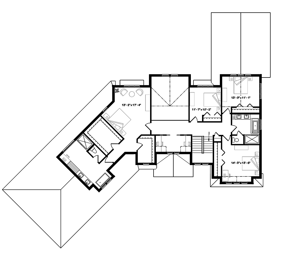 Floor Plan Second Story of Traditional Plan #126-1831