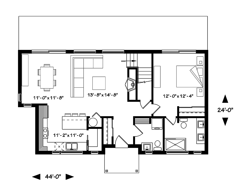 Floor Plan First Story of Transitional Plan #126-1832